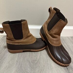 Brown and Black Duck Boots